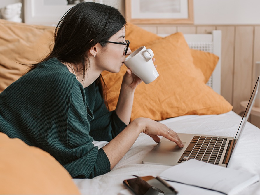 Woman working on laptop